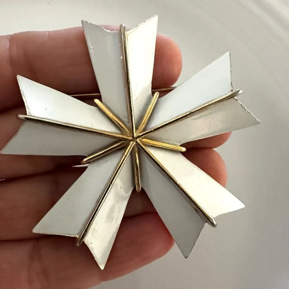 Vintage crown Trifari Maltese cross brooch